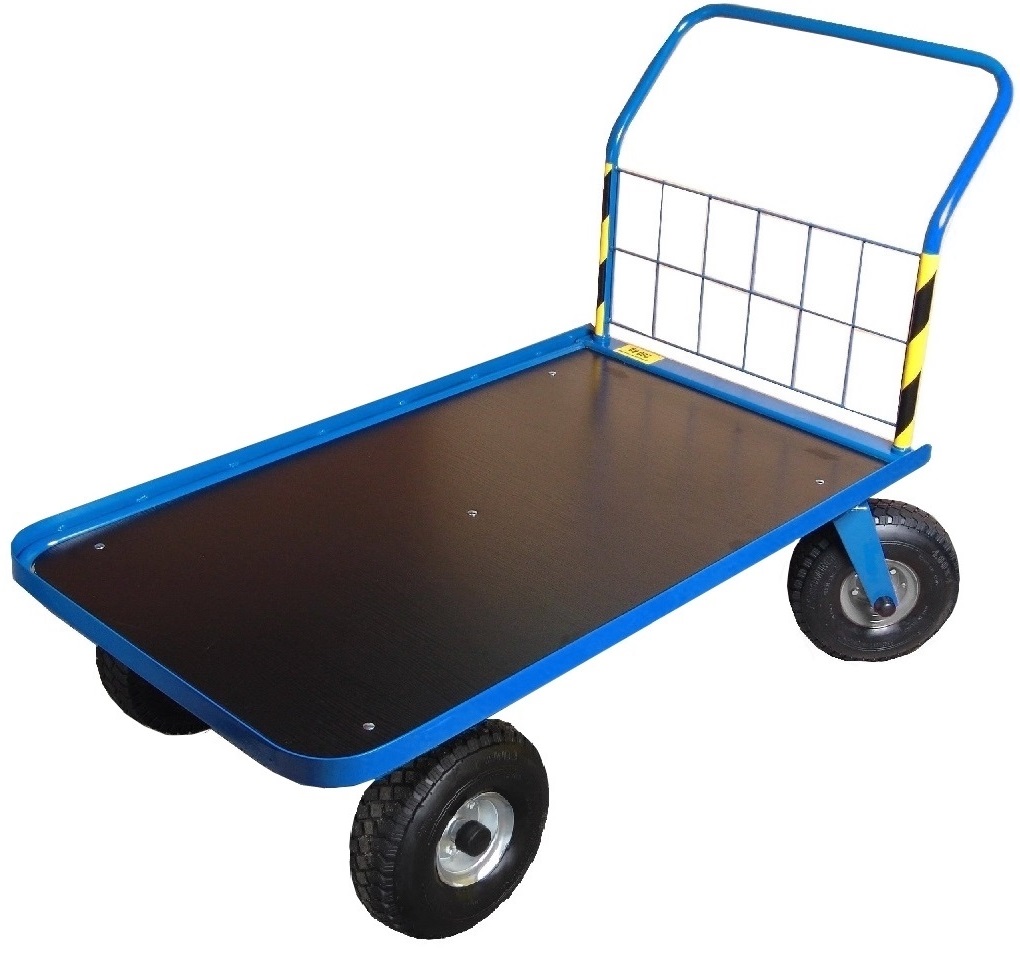 Chariot à plateforme STACH IV – avec rebord bas 20 mm, roues pneumatiques Ø300 mm chariot à plateforme stach iv – avec rebords