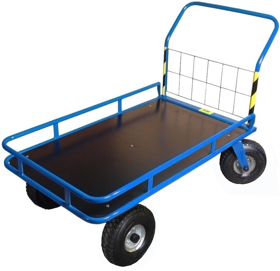 Chariot à plateforme STACH IV – avec rebords, roues pneumatiques Ø300 mm chariot à plateforme stach iv – avec ridelles